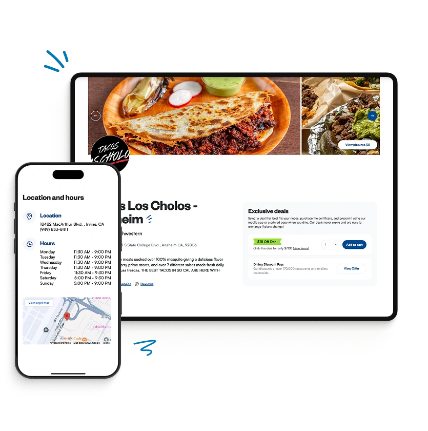 Restaurant.com on tablet