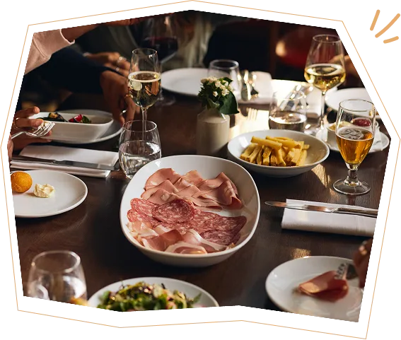 Restaurant table with steaks